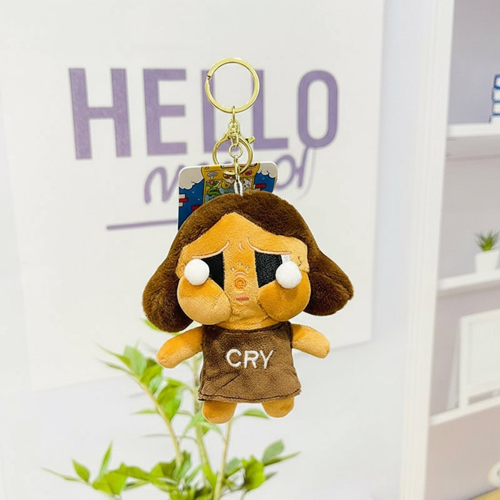 POP MART Crybaby Plush Keychain – 13cm Soft Character Accessory Brown