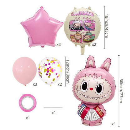 Labubu Aluminum Film Balloon Set – Cartoon Birthday Party Decoration