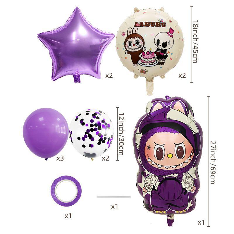 Labubu Aluminum Film Balloon Set – Cartoon Birthday Party Decoration