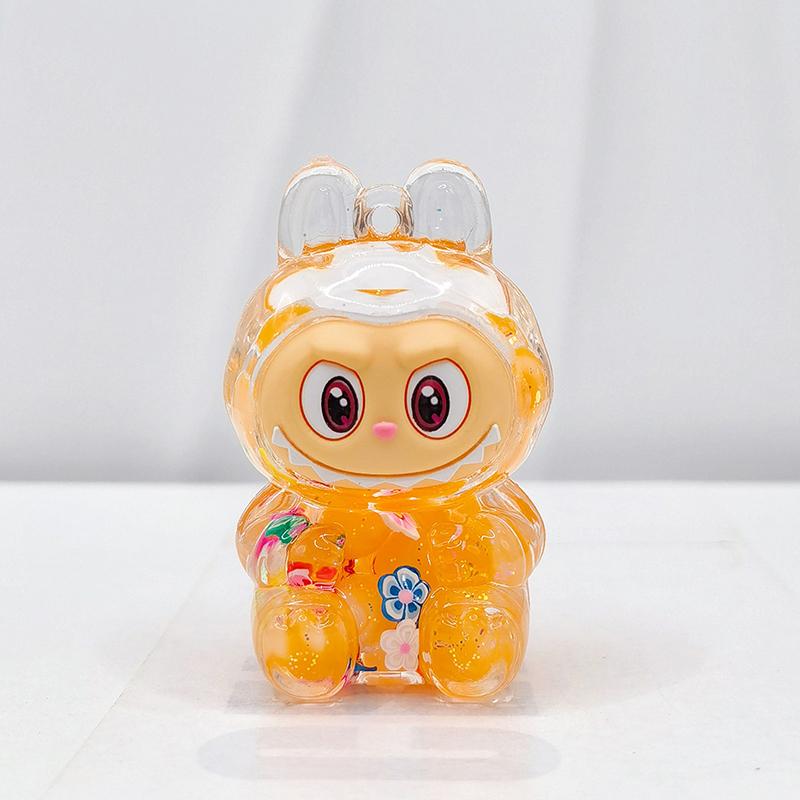 Labubu Acrylic Quicksand Keychain – Glow Bubble Bead Pendant