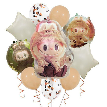Labubu Aluminum Film Balloon Set – Cartoon Birthday Party Decoration Yellow