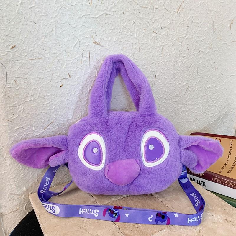Stitch Plush Cartoon Handbag | Cute Children’s Crossbody Bag & Coin Purse • Soft Plush Shoulder Bag Dark Purple