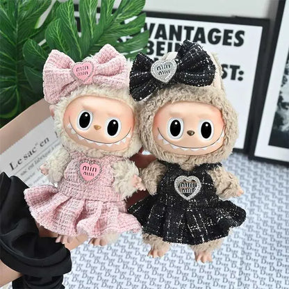 Luxury Clothes Set for 17cm Labubu Doll | Bow Headband & Accessory Outfit