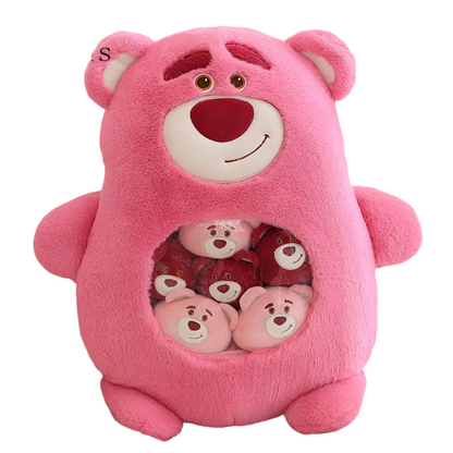 Plush Panda Koala Capybara Pudding Bag Stuffed Toy 35-50cm Pink Bear