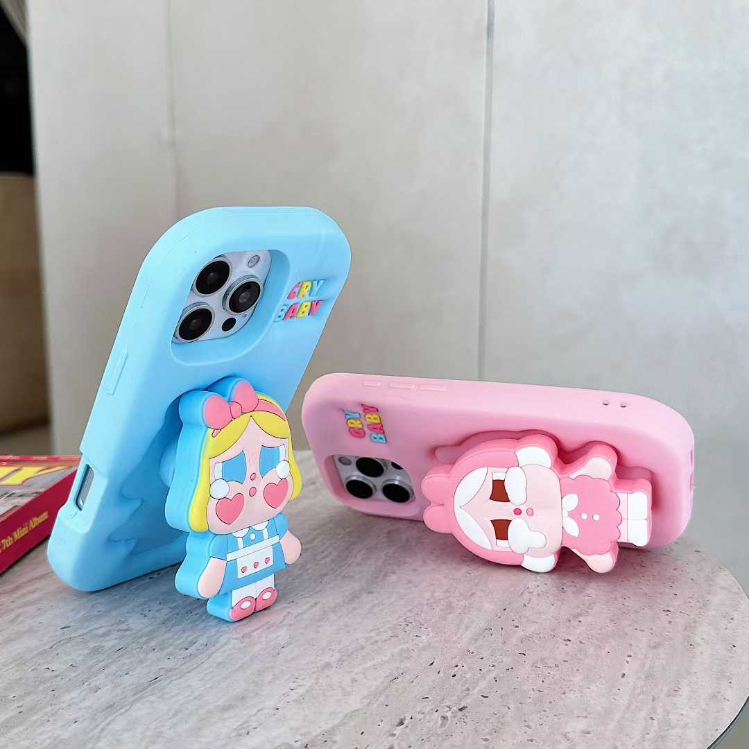 POP MART CRYBABY Shiny Shiny Series Phone Case – Glossy Character Design | Soft TPU | iPhone Compatible