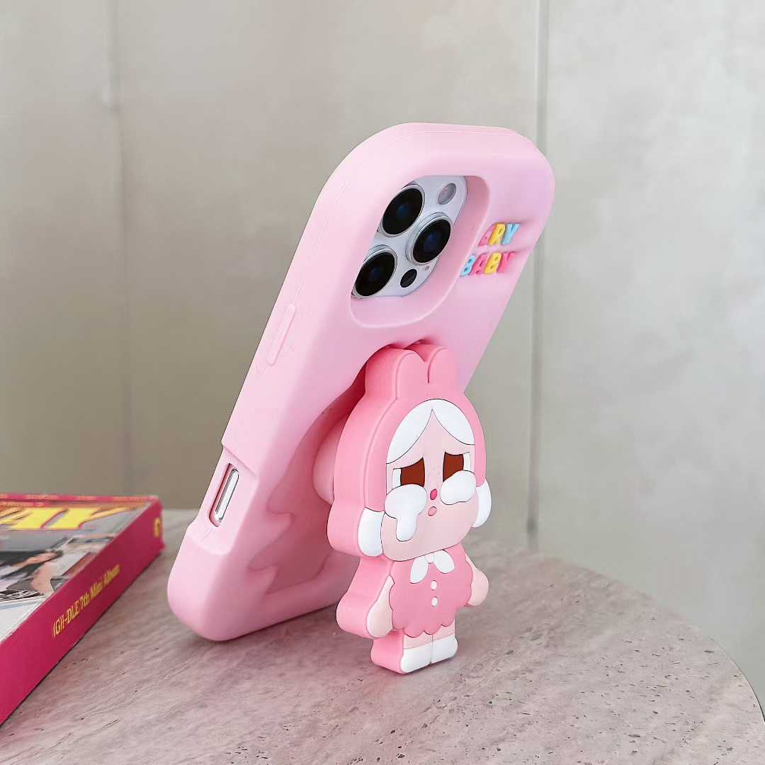 POP MART CRYBABY Shiny Shiny Series Phone Case – Glossy Character Design | Soft TPU | iPhone Compatible