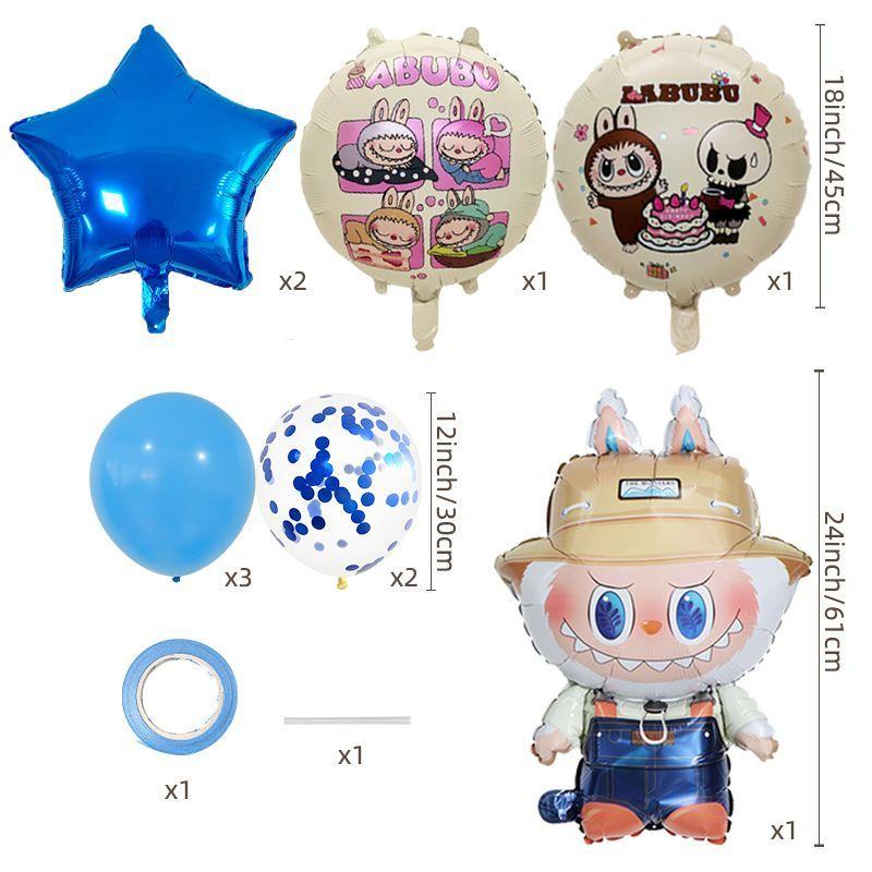 Labubu Aluminum Film Balloon Set – Cartoon Birthday Party Decoration