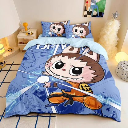 Labubu Bedding Set – 2–3 Piece Microfibre Duvet Cover Set | Cute Bedroom Décor for Kids, Teens & Adults Multicolor D