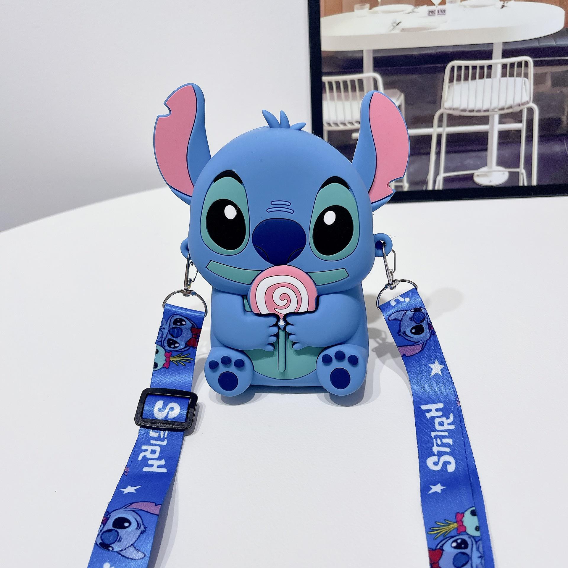 Stitch & Angel Silicone Wallet – Kids’ Crossbody Coin Purse | Waterproof Character Bag Multicolor Stitch - A