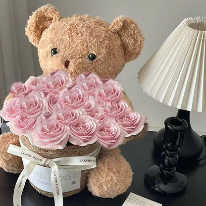 Birthday Scented Soap Flower Bear Bouquet - Gift for Girlfriend or Best Friend Khaki 19