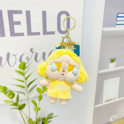 POP MART Crybaby Plush Keychain – 13cm Soft Character Accessory Yellow