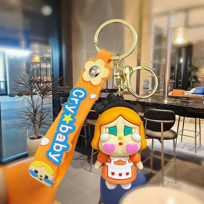 POP MART Crybaby Plush Keychain – 6.5cm Soft Character Clip Multicolor A