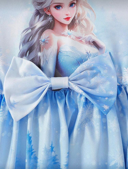 Girls Ice Princess Dress & Cape Set – 2-Piece Snowflake Cosplay Outfit (Age 4-7 YRS)