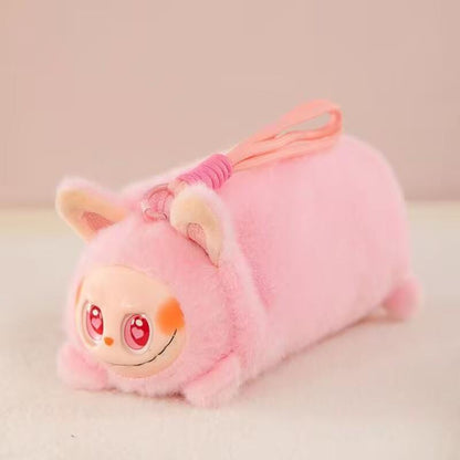 Labubu Plush Pencil Case – Soft Character Zip Pouch | POP MART Inspired | 25cm Pink