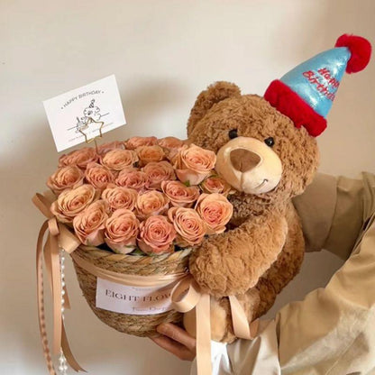 Birthday Scented Soap Flower Bear Bouquet - Gift for Girlfriend or Best Friend Khaki 8