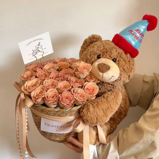 Birthday Scented Soap Flower Bear Bouquet - Gift for Girlfriend or Best Friend Khaki 8