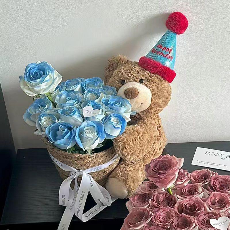 Birthday Scented Soap Flower Bear Bouquet - Gift for Girlfriend or Best Friend Khaki