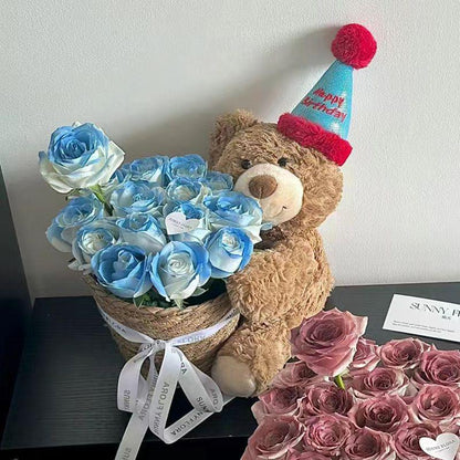 Birthday Scented Soap Flower Bear Bouquet - Gift for Girlfriend or Best Friend Khaki