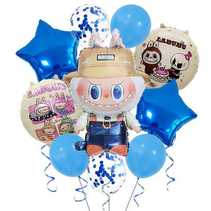 Labubu Aluminum Film Balloon Set – Cartoon Birthday Party Decoration Blue