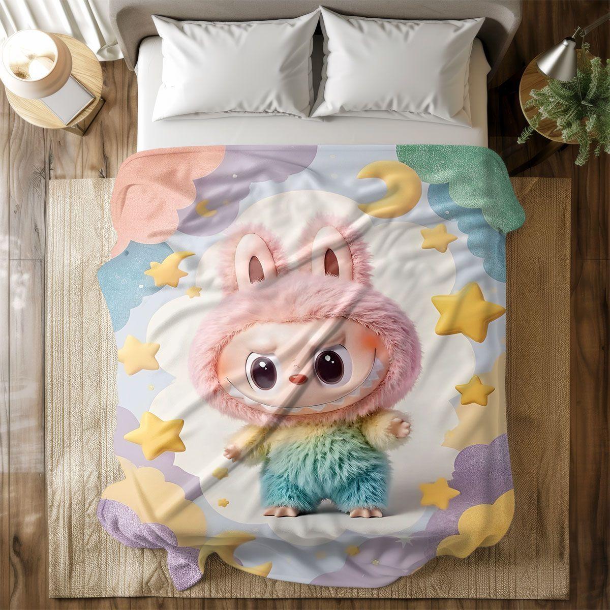 Labubu Flannel Blanket – Cozy All-season Nap Throw | Soft Plushie Pairing