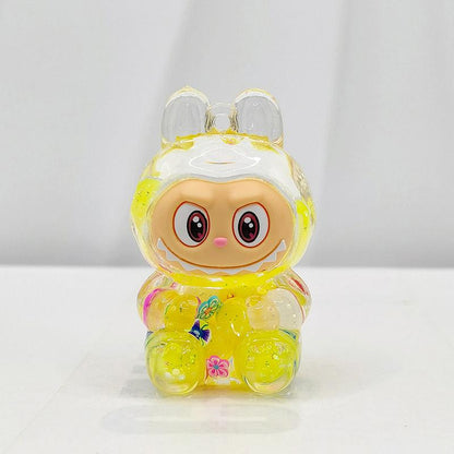 Labubu Acrylic Quicksand Keychain – Glow Bubble Bead Pendant Yellow