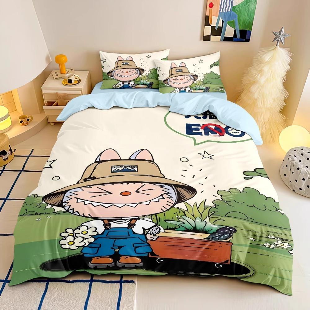 Labubu Bedding Set – 2–3 Piece Microfibre Duvet Cover Set | Cute Bedroom Décor for Kids, Teens & Adults Multicolor I