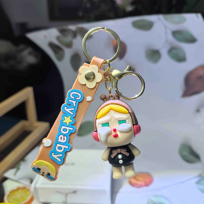 POP MART Crybaby Plush Keychain – 6.5cm Soft Character Clip Multicolor C