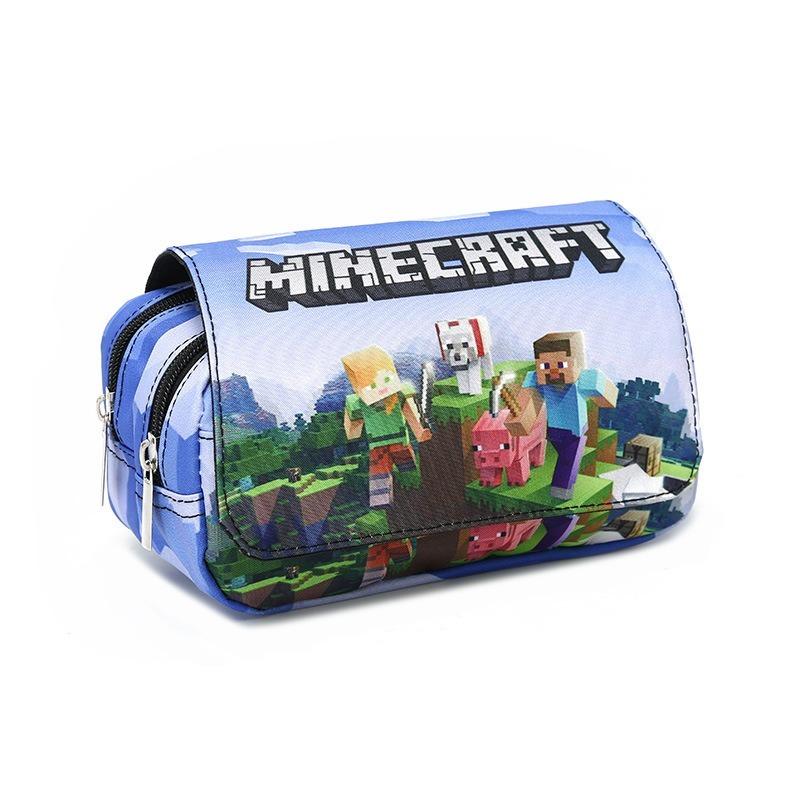 My World Minecraft Pencil Case – 20cm Soft Zip Pouch | Gamer School Supplies Multicolor A