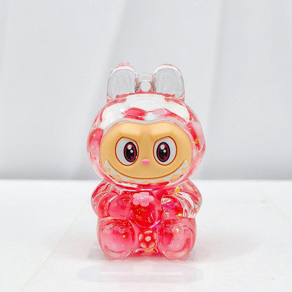 Labubu Acrylic Quicksand Keychain – Glow Bubble Bead Pendant Red