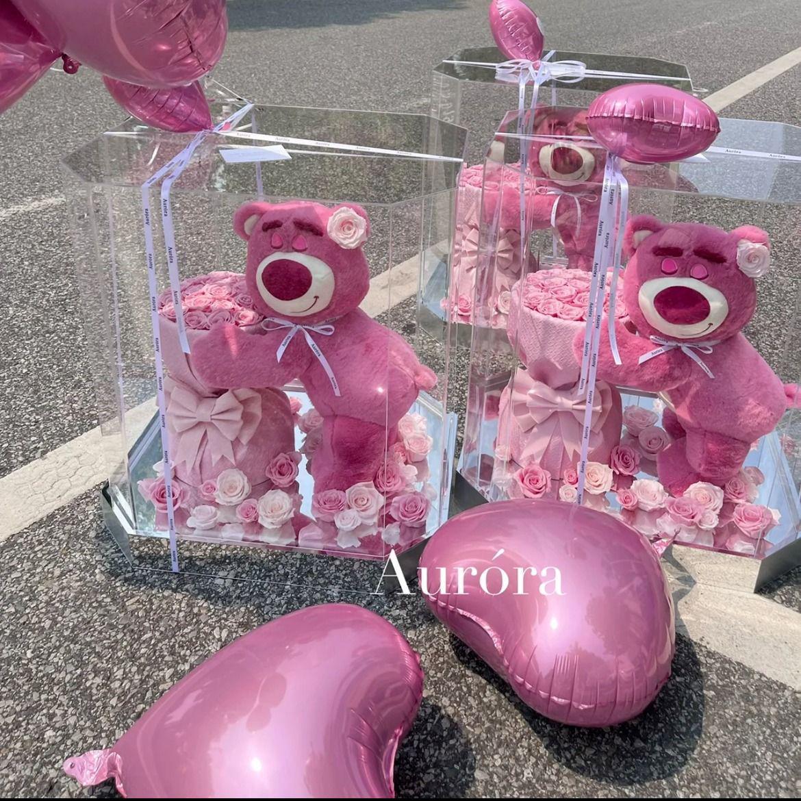 Lotso “Lots‑o’-Huggin’ Bear” Plush Flower Bouquet | Cute Plush Rose Arrangement - Valentines Gift