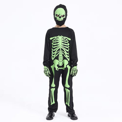 Boys Glow In The Dark Skeleton Costume (Age 3-12 Years) Black
