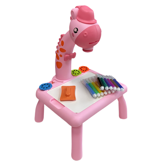 Children LED Projector Drawing Table Painting Table Pink