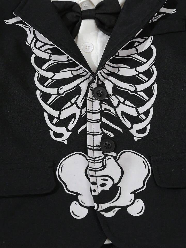 Baby/Toddler Glow-in-the-Dark Skeleton Gentleman – 2pc Halloween Blazer & Pants Set (Age 6M-3 YRS)