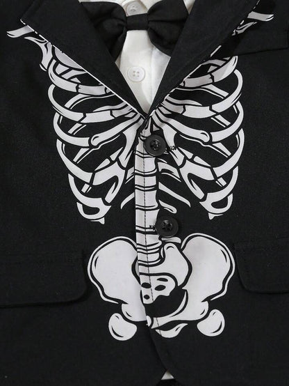 Baby/Toddler Glow-in-the-Dark Skeleton Gentleman – 2pc Halloween Blazer & Pants Set (Age 6M-3 YRS)