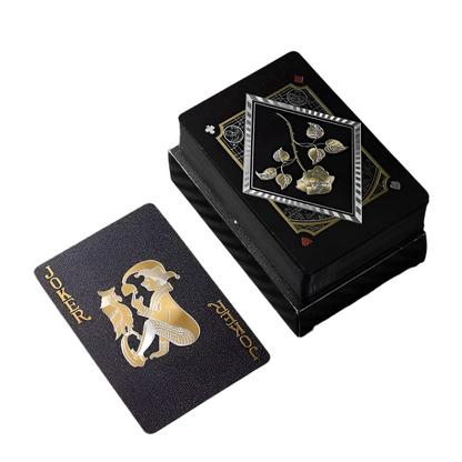 Poker Playing Cards Black Gold Rose