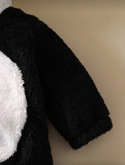 Baby Panda Costume Outfit Set – Plush Long Sleeve Jumpsuit & 3D Embroidered Hat | Age Newborn - 9M