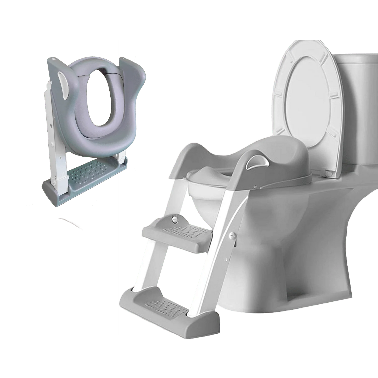 Children’s Toilet Training Seat Built In Step Ladder Gray