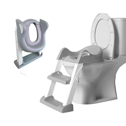 Children’s Toilet Training Seat Built In Step Ladder Gray