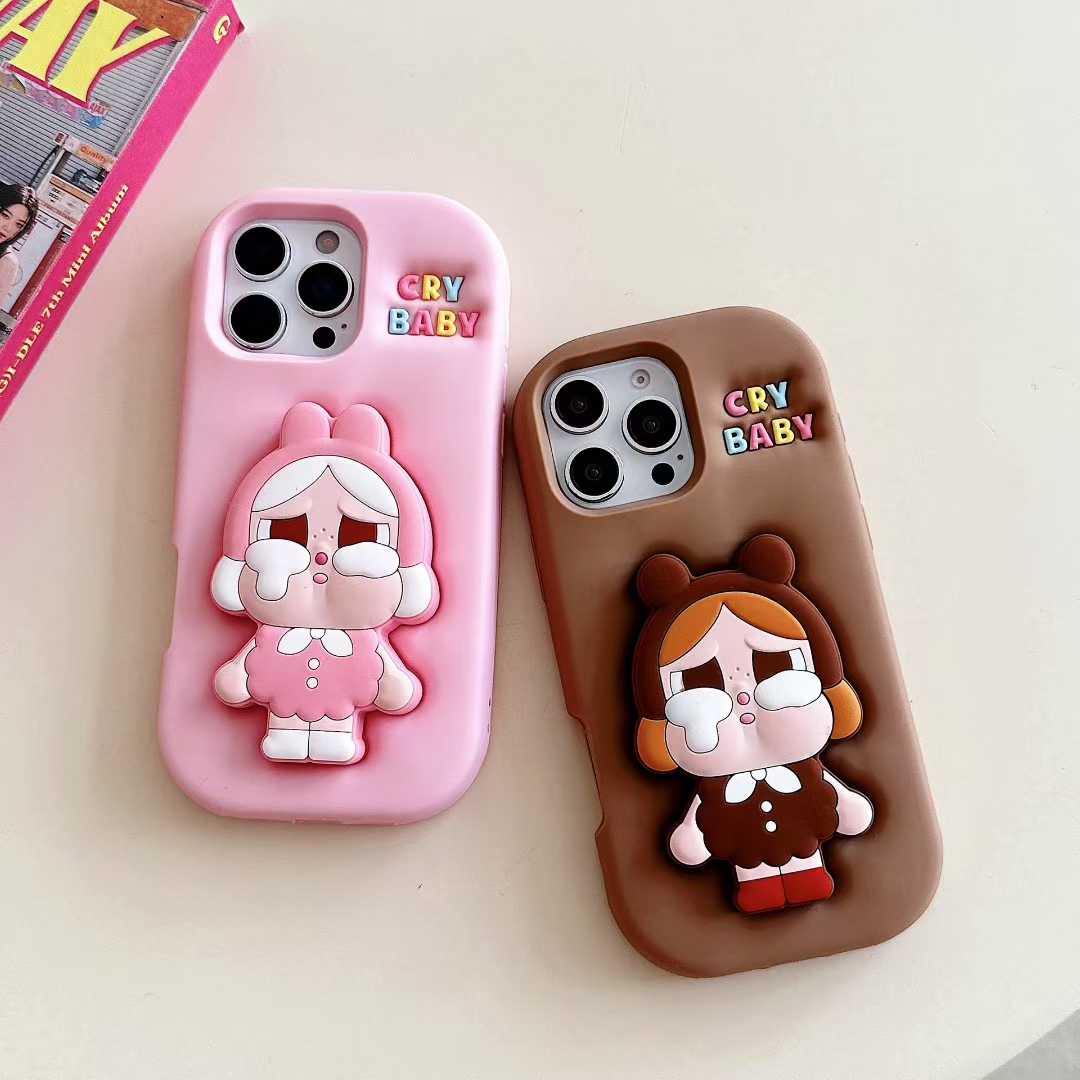 POP MART CRYBABY Shiny Shiny Series Phone Case – Glossy Character Design | Soft TPU | iPhone Compatible