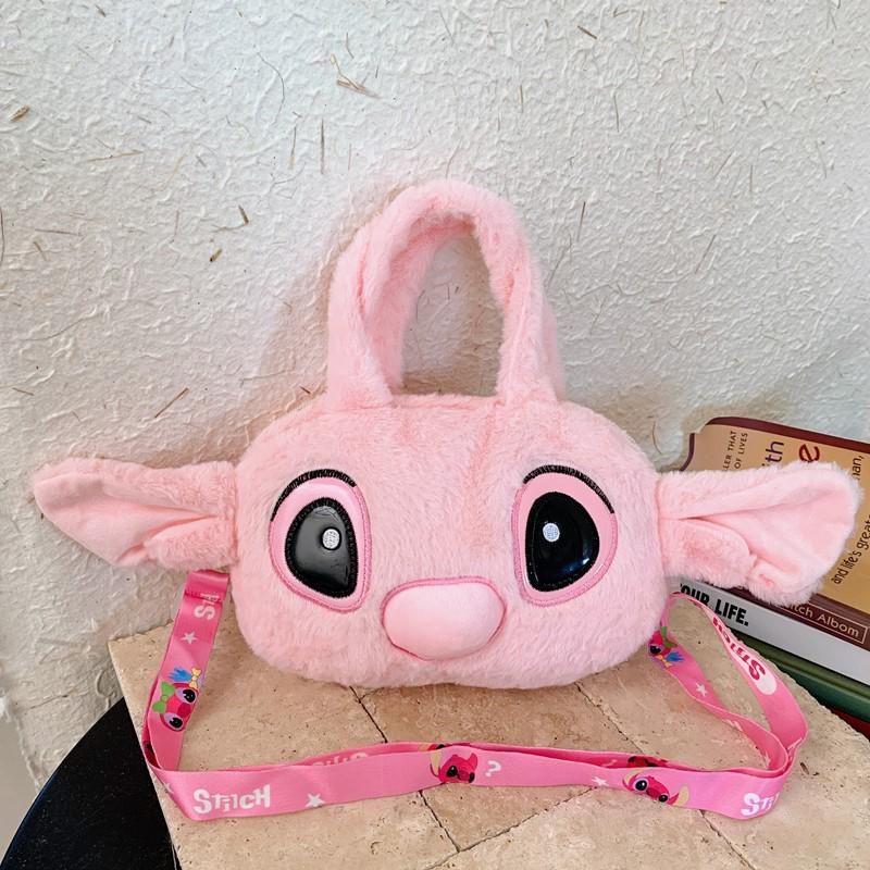 Stitch Plush Cartoon Handbag | Cute Children’s Crossbody Bag & Coin Purse • Soft Plush Shoulder Bag Multi Pink