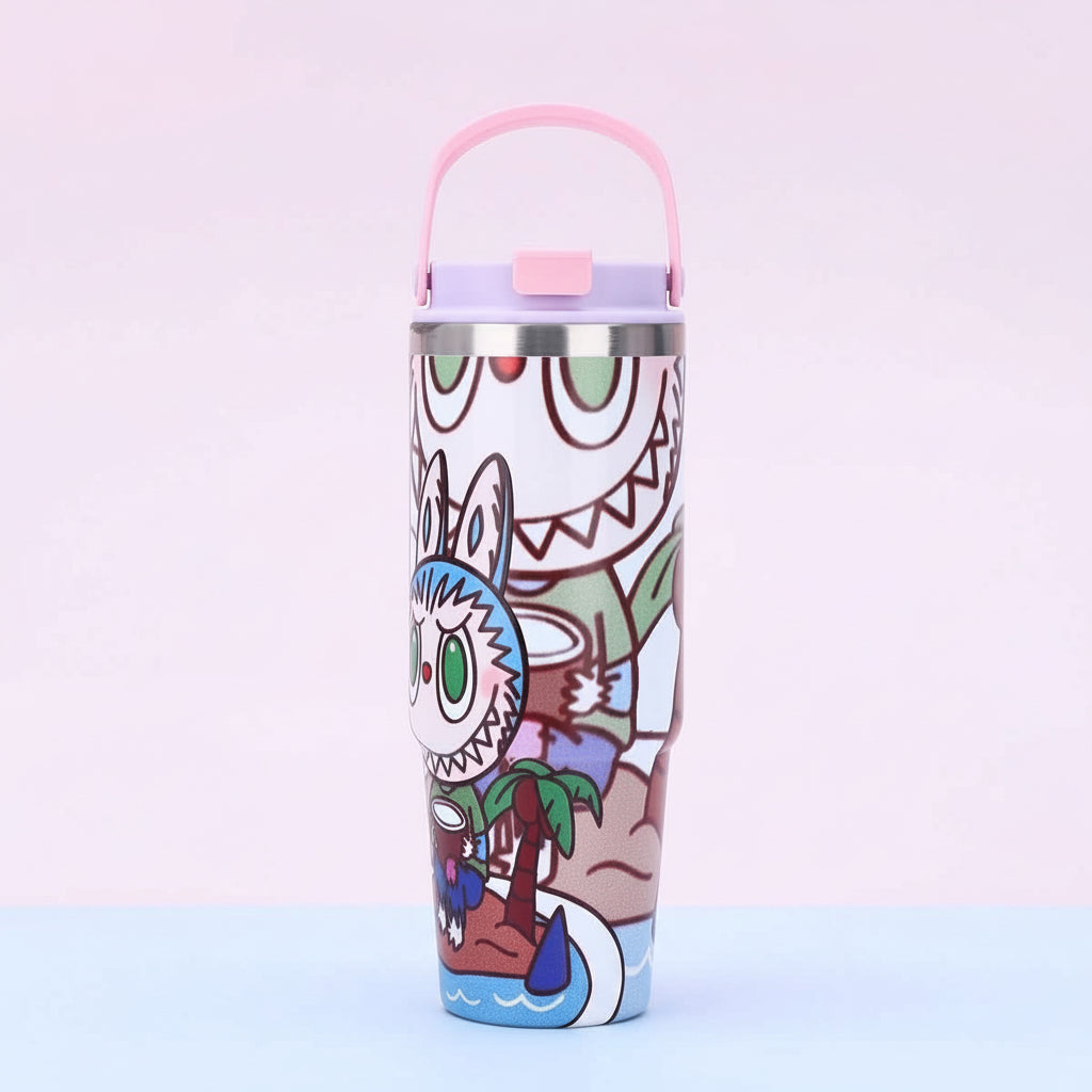 Labubu 30oz Tumbler | Double‑Wall Stainless Steel Cup • Kawaii Designer Drinkware for Fans & Collectors Multi E