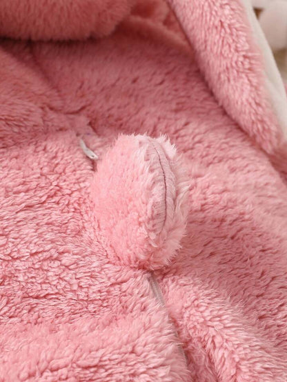 Baby Fleece Hooded Rabbit Romper – 3D Bunny Ears | Long Sleeve & Pants Set (Age Newborn-24M)