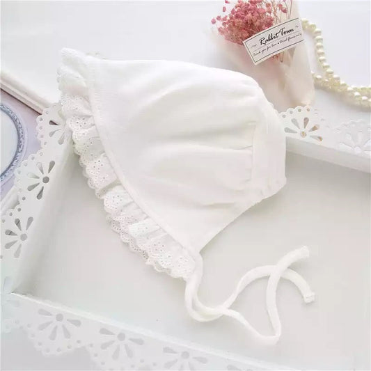 Baby Girls White Bonnet Hat