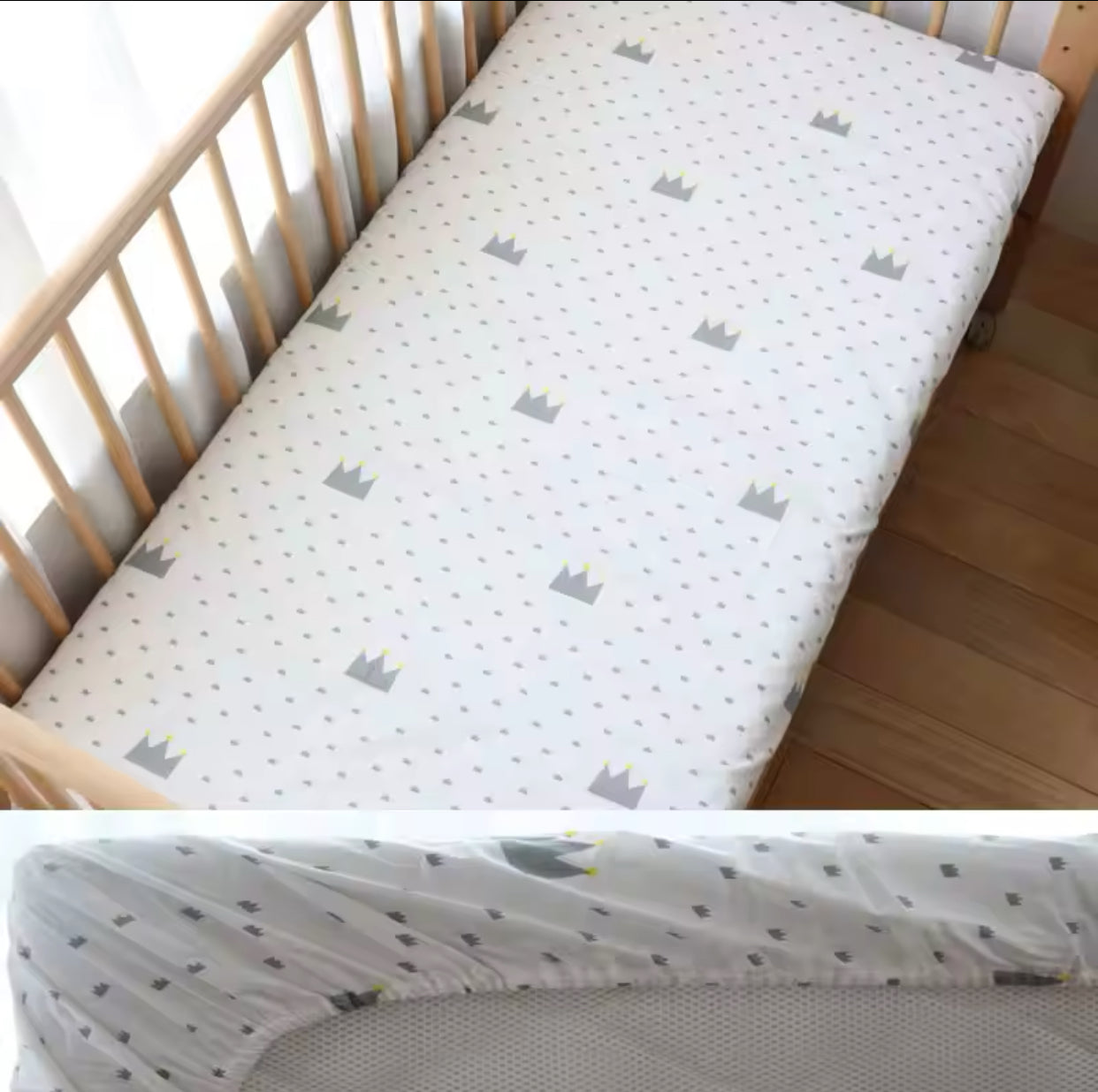 Baby Bedding Fitted Sheet Multicolor White Crown
