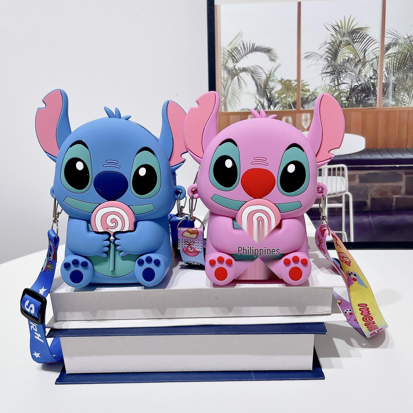 Stitch & Angel Silicone Wallet – Kids’ Crossbody Coin Purse | Waterproof Character Bag