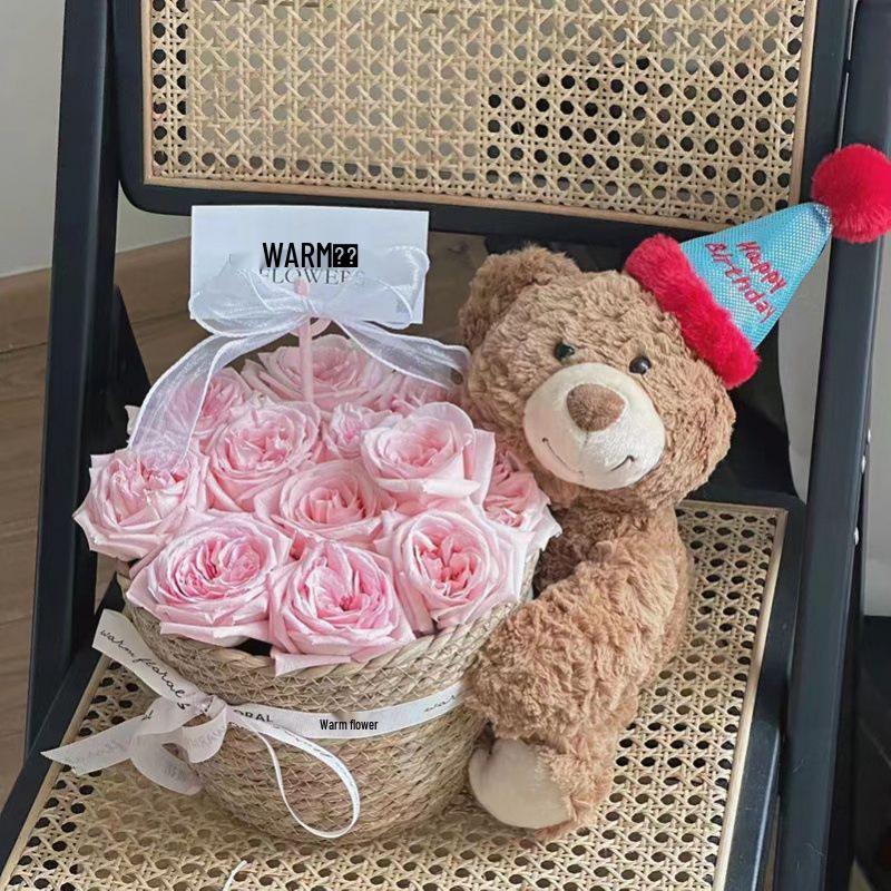 Birthday Scented Soap Flower Bear Bouquet - Gift for Girlfriend or Best Friend Khaki 5