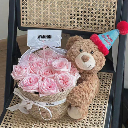 Birthday Scented Soap Flower Bear Bouquet - Gift for Girlfriend or Best Friend Khaki 5