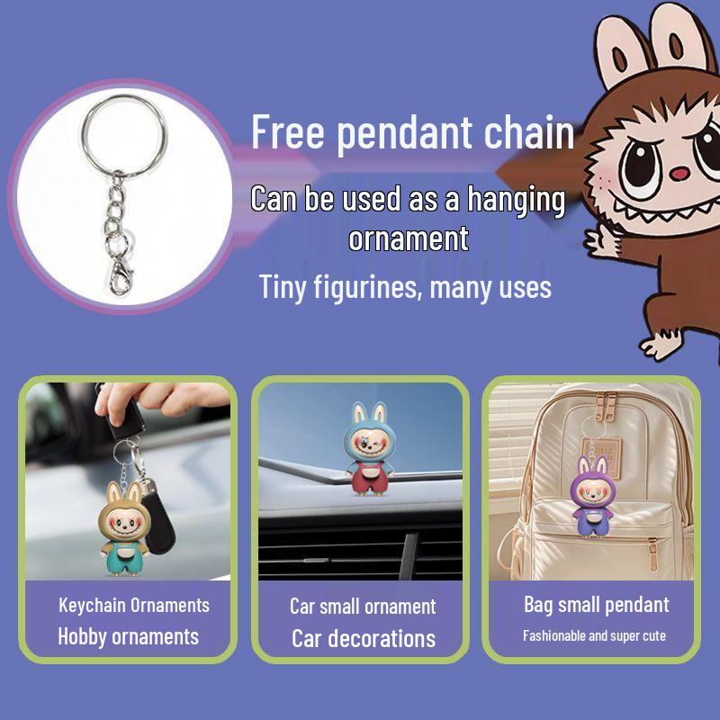 Labubu Face‑Changing 3D Bag Charm | Press‑to‑Change Expressions | Cute Keychain Toy