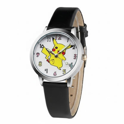 Children’s Pikachu Pokemon Leather Watch | Cartoon Pokémon Kids Clock
