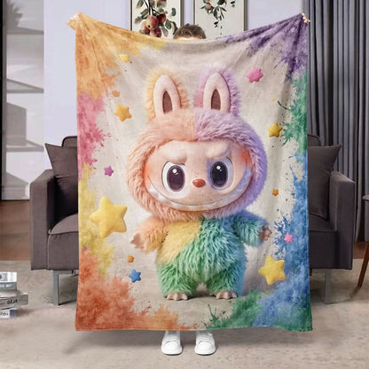 Labubu Flannel Blanket – Cozy All-season Nap Throw | Soft Plushie Pairing Multicolor F